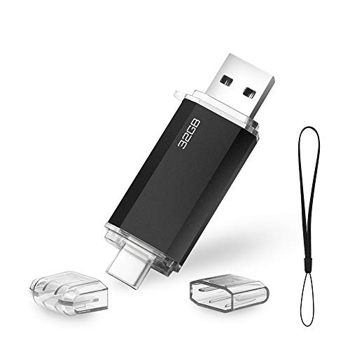 USBメモリ 32GB Type-C USB 2.0 メモリースティック 32GB 2in1 USB C デュアルフラッシュディスク ロープ付き キャップ式 両面挿し タイプC フラッシュメモリ 32GB ノートパソコン対応 Huawei/Samsung/Xiaomi携帯電話対応