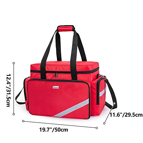 Trunab Empty Emergency Bag, Nursing Bag Professional Rescue Bag Large Capacity with Interior Division Board and Non-Slip Bottom, Home Nurse Case