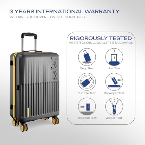 Image of Safari Astra Neo 8 Wheels 76cm Large Size Check-in Trolley Bag, Hard Case Polycarbonate, 360 Degree Wheeling Luggage for Men & Women, Travel Bag, Suitcase for Travel, Trolley Bags for Travel, Black