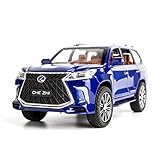 BDTCTK 1/24 Lexus 570 Off-Road in Luxury SUV Model Car, Zinc Alloy Pull Back Toy car with Sound and Light for Kids Boy Girl Gift (Blue)