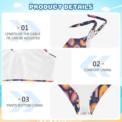 Rainbow Boho Style Girls Two Piecing Kids Bikini Set Beach Swimsuit Swimwear Adjustable Shoulder Strap4