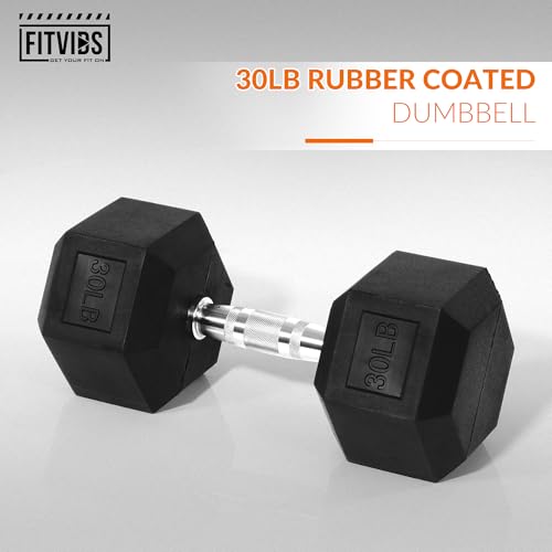 Image of Fitvids Hex Dumbbells Rubber Coated Hand Weights for Exercises and Fitness, 10-50LB Option