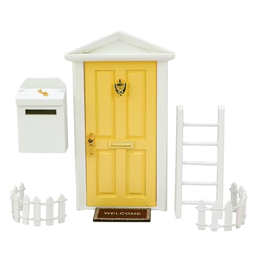 Porte de fée miniature - Mini kit de porte de fée, décor de scène extérieur | Porte miniature avec et tapis pour clôture de boîte aux lettres, entrée peinte étanche à l'humidité pour