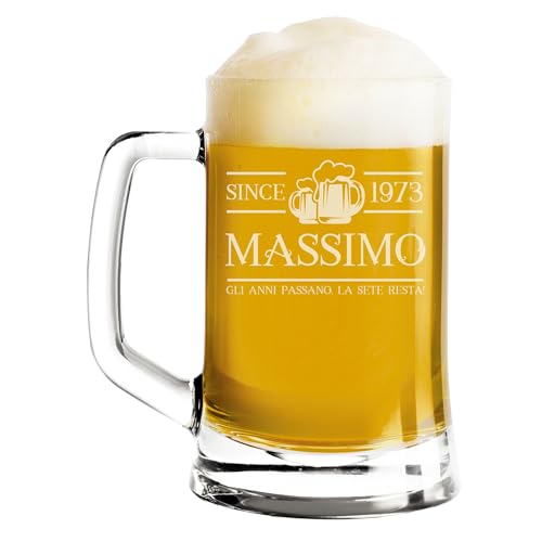 fashwork Boccale da Birra PERSONALIZZATO 50 cl inciso con Nome Frasi Anno Anni Compleanno Sete Idea Regalo PERSONALIZZABILE Papà Nonno Zio Padrino Natale SanValentino