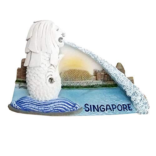 WitnyStore Tiny 3" Merlion Singapore Magnet - Miniature Hand Made Resin 3D Southeast Asia Landmark Tourist Attraction Decorative Refrigerator Fridge Magnets Décor Collectible Traveler Souvenir Gifts