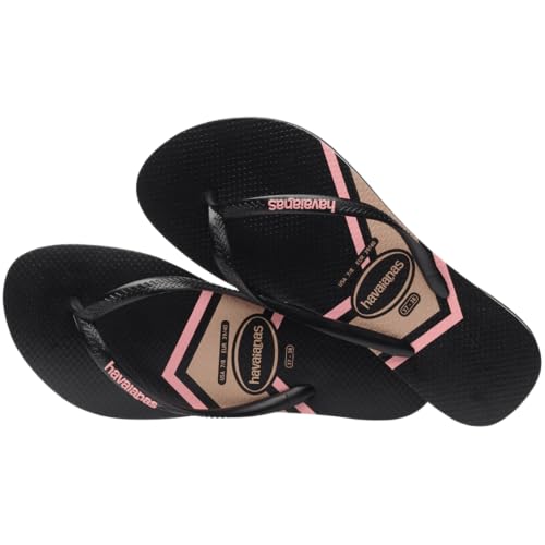 Havaianas kids slim stripes metallic sandal - Black - 3Y/4W - big_kid3
