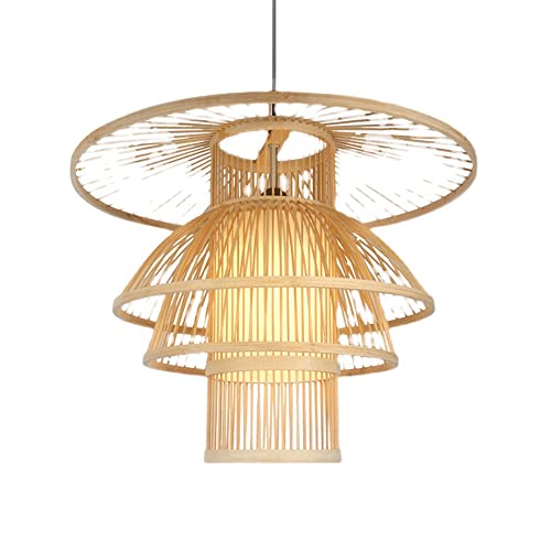 Suspension lanterne en bambou d'artisanat d'art en osier