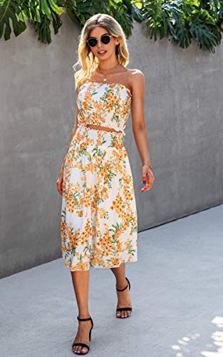 Image of Angashion Women's Floral Crop Top Maxi Skirts Set 2 Piece Outfit Dress