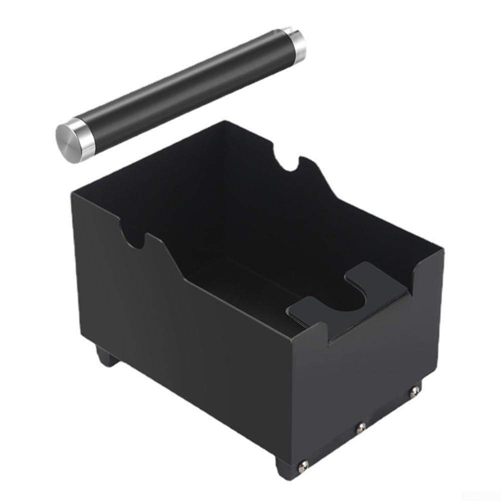 Contenitore per caffè in acciaio inox, doppio uso, per macchine da caffè espresso, con raschietto per utensili, colore nero