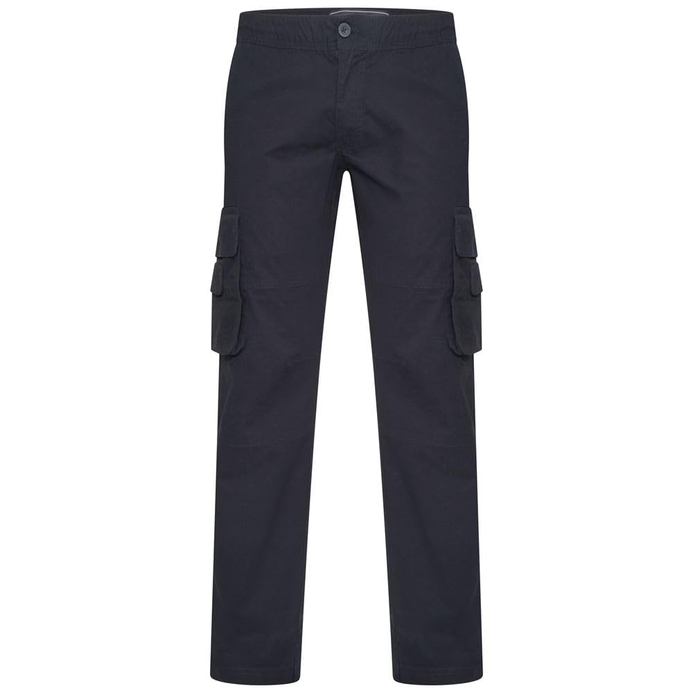 KAM Cargo Pants Stretch Fit Pockets Casual Trousers Mens Plus Size 40W-60W 124 (UK, Waist, 52, Plus, Short, Black)