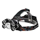 Easycat LED Lampe Frontale, Super Bright 5 LED T6 8000 LM Phare, éclairage de Chantier étanche, Le Camping,Meilleure LED étanche Lampe Frontale avec la Chasse randonnée Pêche Phare