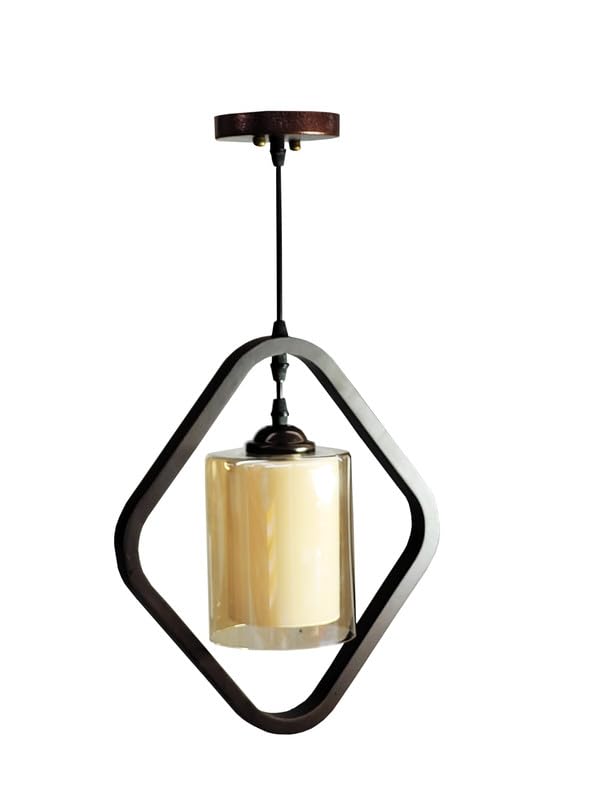 Image of Sleek Wooden and Glass Pendant Light Fixture - Elegant and Contemporary Lighting for Modern Interiors |Black|