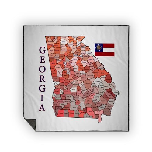 3dRose Colorful map and Flag of Georgia with All Counties identified Picnic Blanket