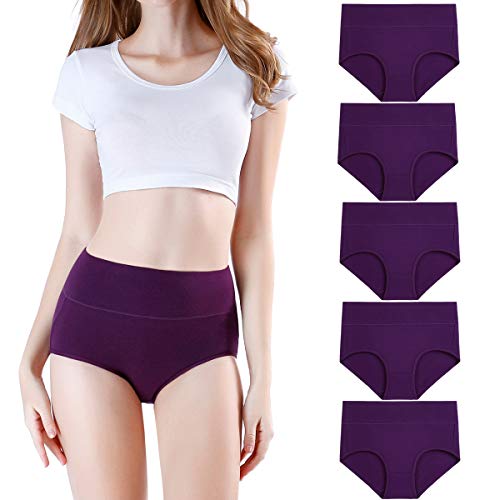 Image of wirarpa Women's Cotton Underwear High Waist Full Coverage Brief Panty Multipack