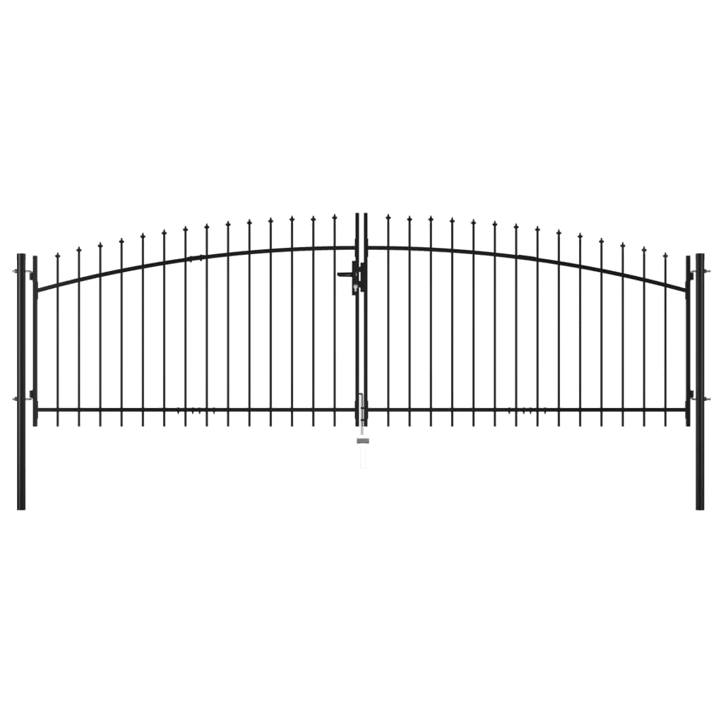 Puerta doble para valla Vallas Para Jardin Metalicas Puerta Jardin Metalica Puertas Metalicas Exterior Puerta De Verja Reja MetáLica PráCtica y Moderna 400x200 cm con puntas de lanza