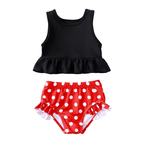 Toddler Baby Girls Swimsuit Cute Ruffle 2 Piece Tankini Top and Bikini Bottom Swimwear