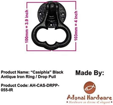 Adonai Hardware "Casiphia Black Antique Iron Ring/Drop Pull