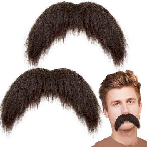 Blvochnnt 2Pcs Self Adhesive Fake Mustaches Adult,Realistic Novelty Mustache Facial