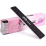 PANA Jumbo Double-Sided Emery Nail File for Manicure, Pedicure, Natural, and Acrylic Nails - Black (Grit 100/180) - 50 Piece Pack