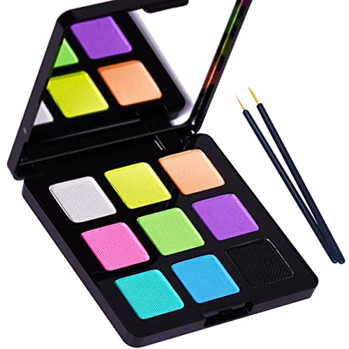 Bowitzki 9 Colors Water Activated Eyeliner Hydra Liner Graphic Cake Aqua Eye Liner Retro Makeup Pastel UV Glow Color Neon Face Body Paint