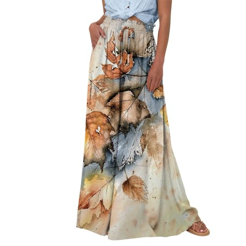 Wide Leg Women Pants Lightweiht Waist Adjustable Drawstring Summer Boho Flowy Palazzo Pants Beach Pants with Pockets