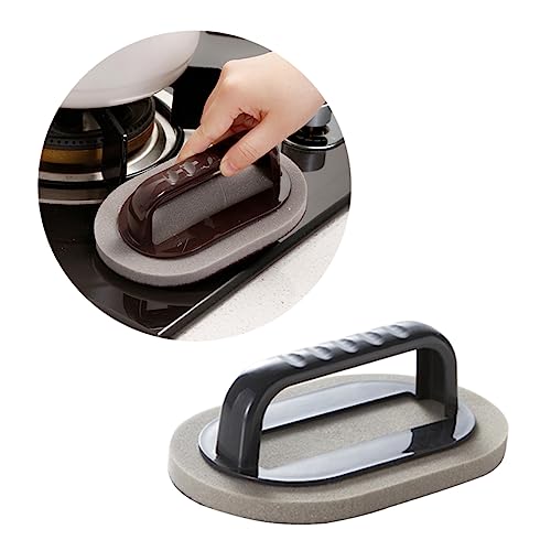 PERSELOSO Esponja De Limpieza De Cocina con Superficie De Esmeril y Nano Diamante Removedor De Óxido Herramienta De Limpieza Eficaz con Mango Color Negro para Utensilios De Inoxidable