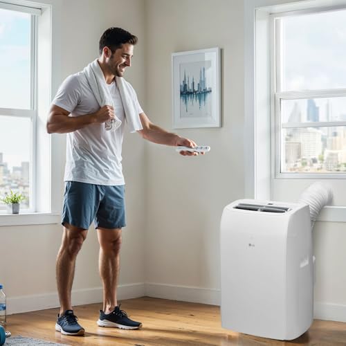 Image of LG 10,200 BTU (DOE) / 14,000 BTU (ASHRAE) Smart Portable Air Conditioner, Cools 450 Sq.Ft. (18' x 25' room size),Smartphone & Voice Control works with LG ThinQ, Amazon Alexa and Hey Google, 115V