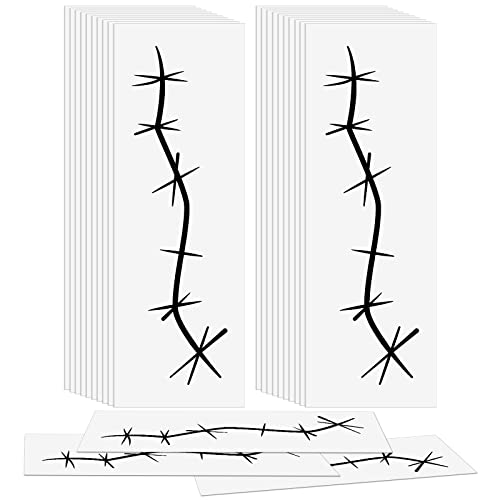 Nosiny 20 Sheets Halloween Stitches Tattoo Stickers Fake Scars Temporary Tattoos Horror Cosplay Accessories for Adult Kids Girls Gifts Halloween Party Decor