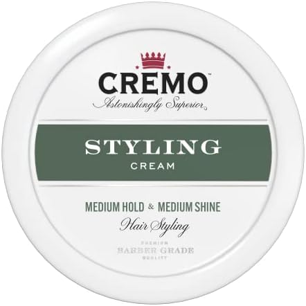 Cremo Barber Grade Hair Styling Cream, Medium Hold, Medium Shine, 4 Ounce