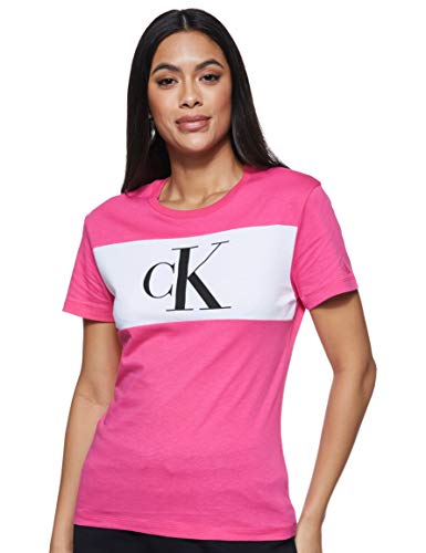 Preisvergleich Produktbild Calvin Klein Jeans Damen Blocking Monogram Ck Tee Hemd, Pink, XL