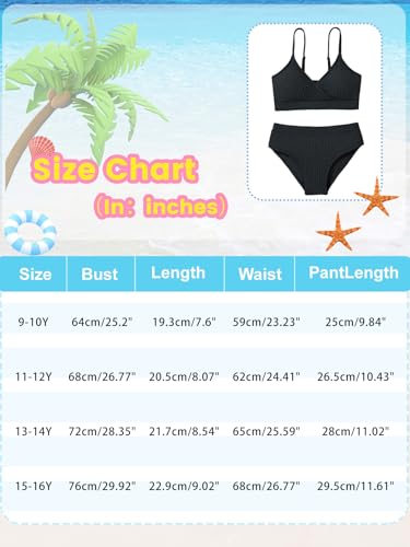 Image of Girl's 2 Piece Swimsuit Solid Spaghetti Strap Bikini Sets Beach Bathing Suit Swimwear for Teen Girls