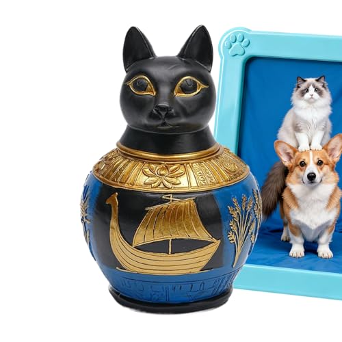 ペット火葬骨壷 - エジプト樹脂スピリチュアル - ペット火葬ボックス、悲しみを讃える棚、ホームロスデスク、追悼用、貴重な思い出を大切にします。大切な記念品を安全に保管し、祭壇やディスプレイアイテムとして美しく機能し、自宅でペットの遺産を称えるための穏やか