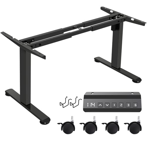 farexon Electric Standing Desk Legs, Adjustable Stand Up Desk Legs Dual-Beam Frame Workstation with Wheels, up to 71