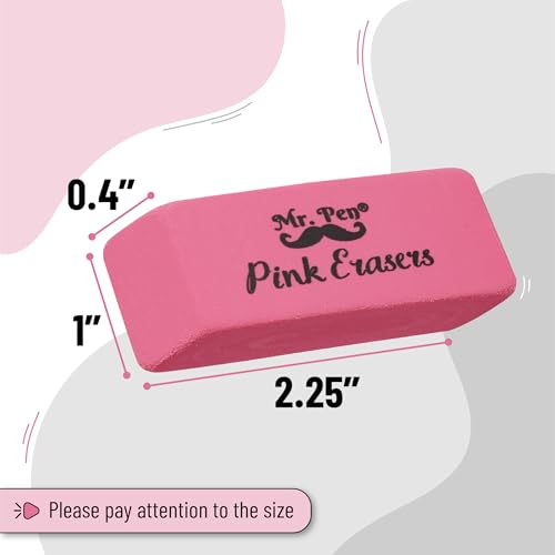 Image of Mr. Pen- Pink Pencil Eraser, 100 Pack, Large Latex Free Block Erasers for School, Office, Art Sketching, Homework, Exams, Clean Smudge-Free Correction