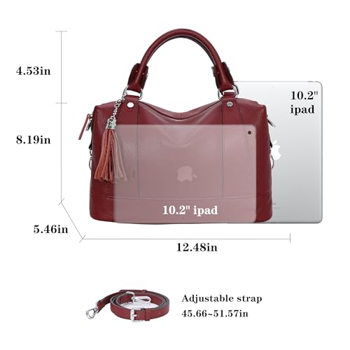 Image of HESHE Womens Genuine Leather Purse Satchel Tote Bags Ladies Real Leather Bags Crossbody Handbags