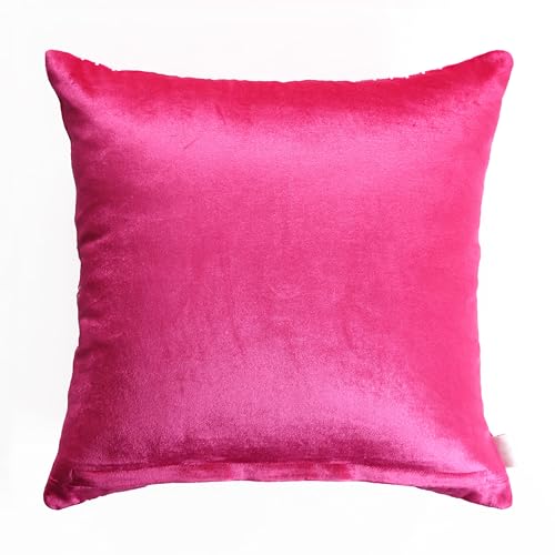 Image of Home - The Best is for You Luxurious Velvet Pink Cushion Covers Embroidered - Set of 2, 16x16 Inch