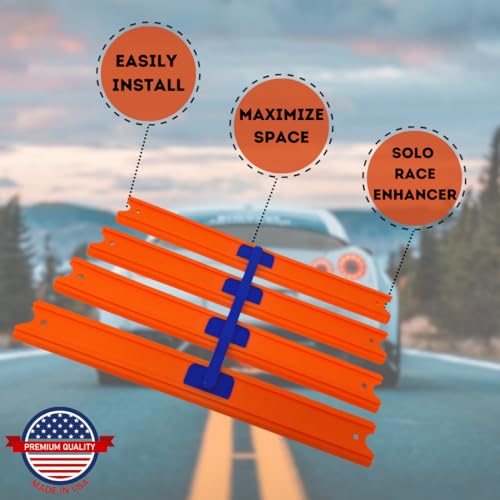 Lane Connectors Compatible with Hot Wheels | 2, 3, or 4 Lane Connectors to Create Epic Racetracks | Join Lanes Together for Ultimate Racing | Made in USA (Four Lane, 5-Pack)