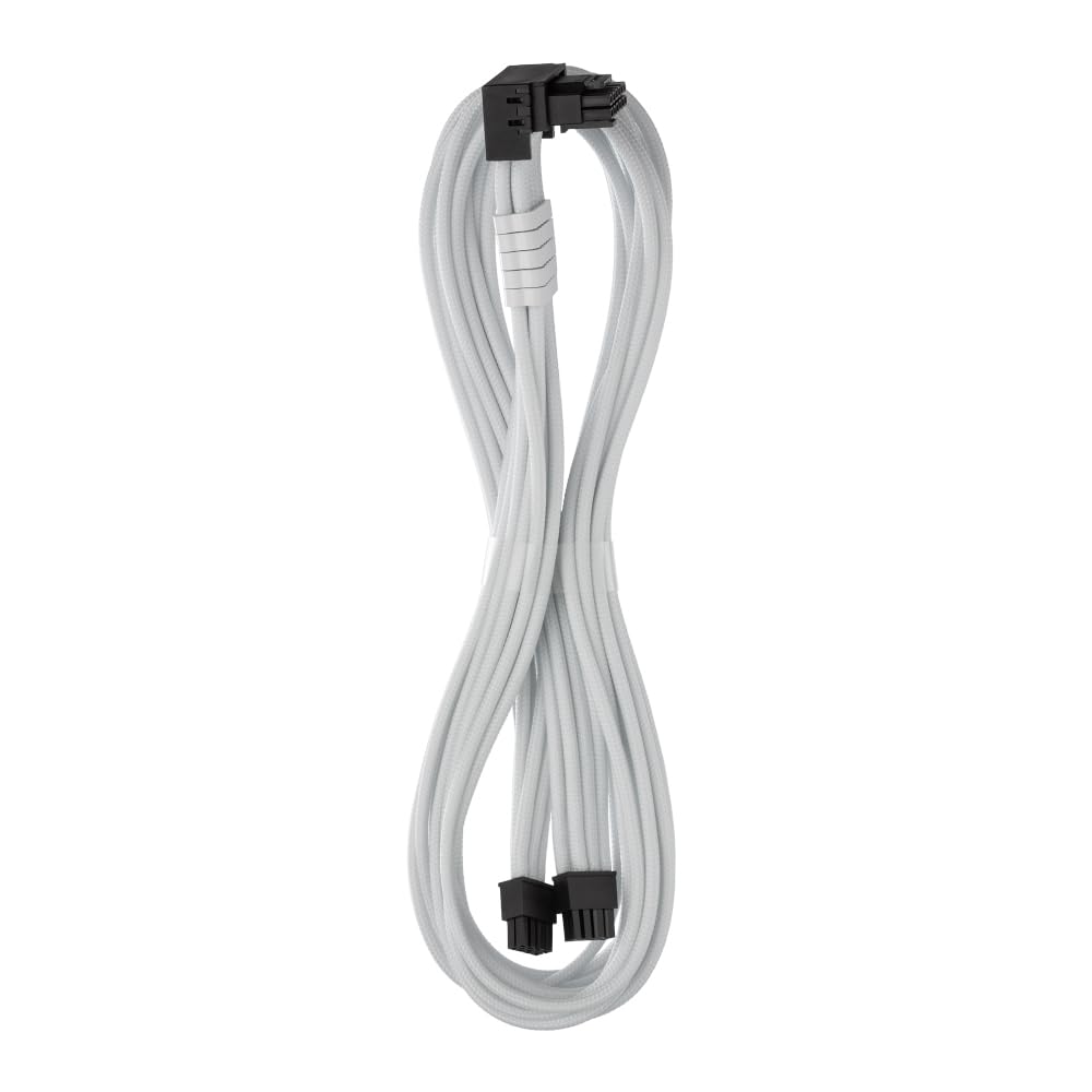 CableModC-Series Pro ModFlex Sleeved 12V-2x6 12VHPWR 90° StealthSense PCIe Cable for Corsair Type 5 RMX Shift - Variant B (White, 90° 16-pin to Dual 8-pin, 65cm)