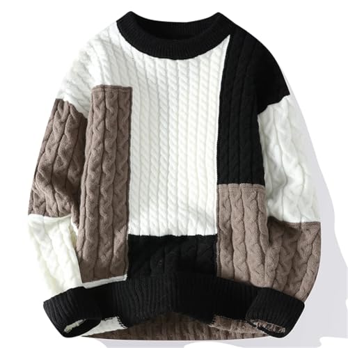 Men's Twist Braid Sweater Pullovers Thick Knit Sweaters Streetwear Solid Warm O Neck Jumper Pullover