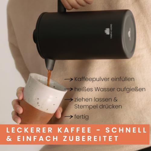Groenenberg French Press Black 600 ml o. 1 Liter I Hochwertige Kaffeepresse mit Thermo Warmhalte-Funktion I Edelstahl Kaffeebereiter – Ansicht 6