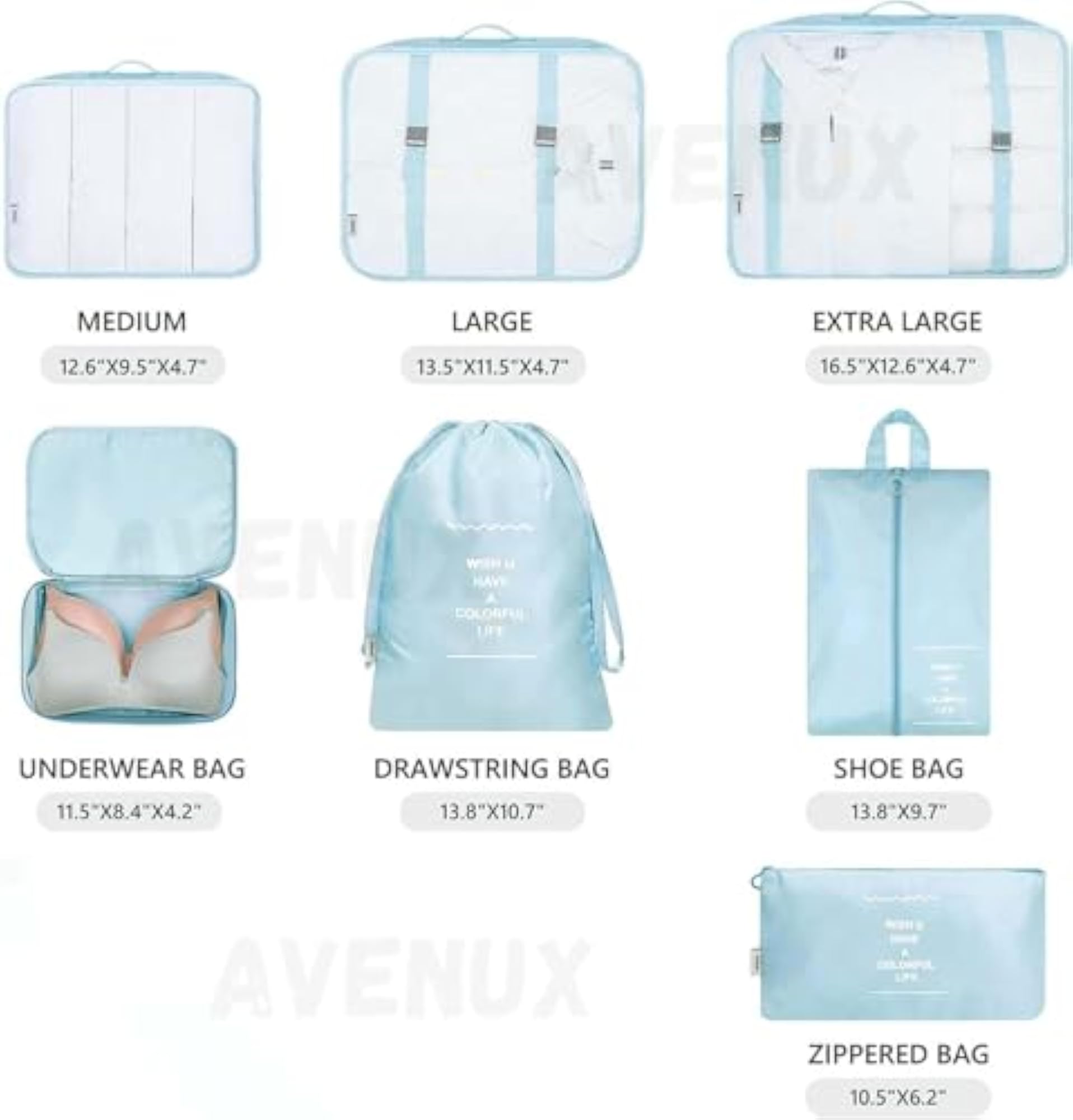 7 Pcs Travel Organizer Pouch Packing Cubes