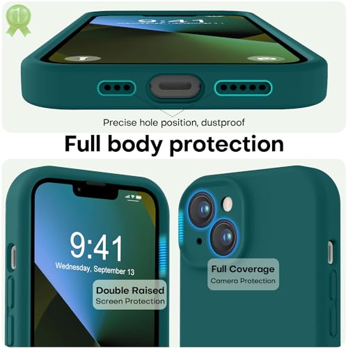 Image of LOVE 3000 Designed for iPhone 13 Case, Premium Silicone with [Camera Protection] [Soft Anti-Scratch Microfiber Lining] Shockproof Protective Phone Case for iPhone 13 Holsters 6.1 inch, Teal