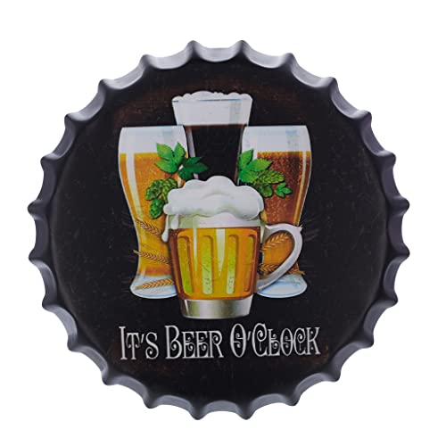 Image of EAZYWAGON Decorative Metal Bottle Caps Wall Sign Plates - 14X14 Inches - Belgian-Beer | Metal Wall Hanging Bottle Cap for Home, Farmhouse, Bar & Cafe Decoration | Vintage & Retro Look Plaques