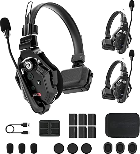 Hollyland Solidcom C1-3S ワイヤレスインカム 3人用 全二重無線インターホン ヘッドセットシステム 1.9GHz ワイヤレスインターカム 350ｍ伝送距離 170g 軽量 コンパクト クリアな音質 子機も増設可能 小型軽量ヘッドセット 設定不要 同時通話システム 多人撮影用 業務用 (3セット)