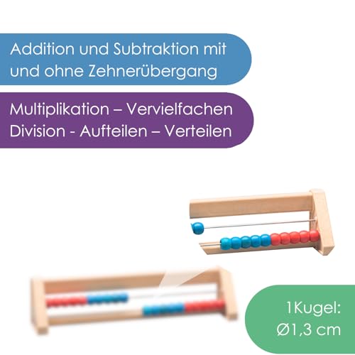 WISSNER 80200.5 80201 aktiv lernen - 20 er Rechenrahmen rot/blau - RE-Wood®