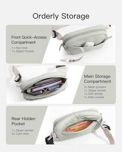 Image of Inateck Sling Bag X-Mini, Durable Fanny Pack with RFID Blocking, Water-resistant Belt Waist Bag with Quick-adjust Strap, Stylish Waist Pack for Men, Women, Travel, Hiking, Cycling, Work, Sports, Green