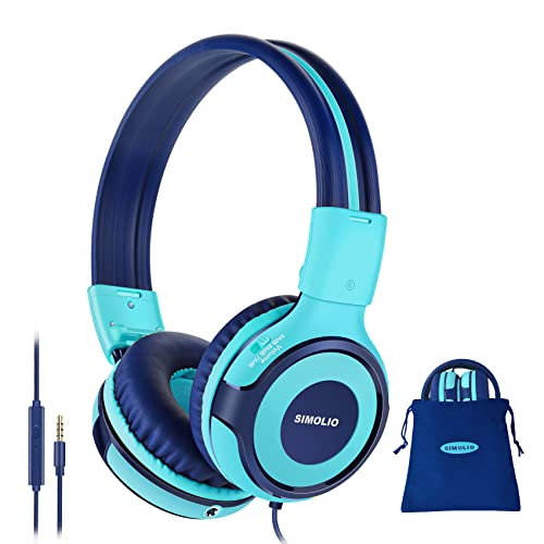 SIMOLIO Casque Audio Enfant Filaires, Pliables et durables Casque Filaire pour Enfants avec Fonction de Musique et Microphone pour Tablettes, Kindle, Téléphones Portables pour Garçons, Filles