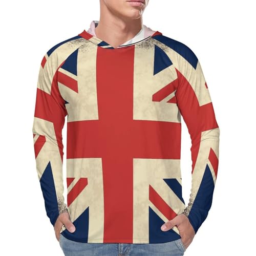 Men's Sun Shirts UPF 50+ Rash Guard Long Sleeve Sun Protection Hoodie UK Flag Lightweight Shirt M4