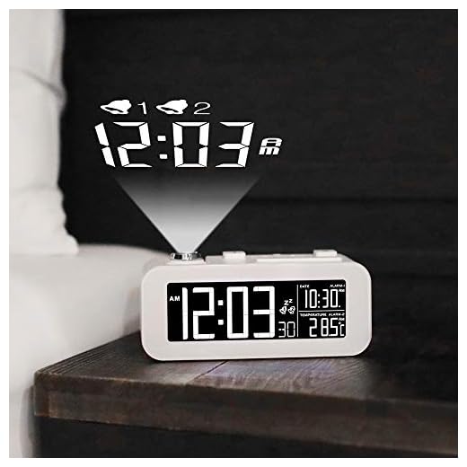 mooas White Beam Projection Alarm Clock, Beam Projector Clock, Alarm Clock