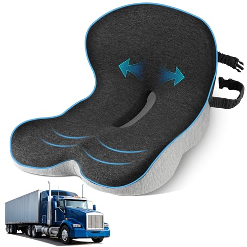 leqsdijk Trucker seat Cushions for Long Sitting, semi Truck seat Cushion with Lumbar Support, Truck seat Cushion for Back Pain and Supporting The HIPS, Trucker Essentials (YTZD0001, Average Size)